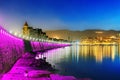 Getxo waterfront illuminated at night. Basque Country Royalty Free Stock Photo