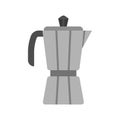 Geyser coffee maker icon. Moka pot or coffee maker with roasted coffee beans Royalty Free Stock Photo