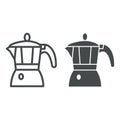 Geyser coffee maker line and solid icon, catering business concept, geyser coffee pot vector sign on white background Royalty Free Stock Photo