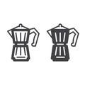 Geyser Coffee Maker line and solid icon, outline and filled vector sign, linear and full pictogram isolated on white. Royalty Free Stock Photo