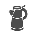 Geyser coffee maker solid icon, morning coffee concept, Turkish coffee kettle sign on white background, Moka pot icon in