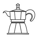 Geyser coffee maker vector icon. Hand-drawn illustration isolated on white background. Italian moka pot for brewing drinks