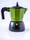 Geyser coffee maker on white background. Italian moka pot. Royalty Free Stock Photo