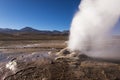 Geyser erupting activity in the Geysers del Tatio field in the Atacama Desert Royalty Free Stock Photo