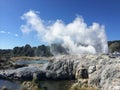 Geyser Erupts With White Smoke, Te Puia