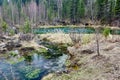 Geyser lake with clear cyan water