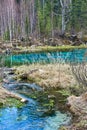 Geyser lake with clear cyan water