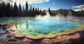 Geyser landscape. Beautiful thermal spring. Generative AI