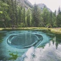 Geyser mountain lake with blue clay. Altai, Russia Royalty Free Stock Photo