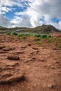 Geyser Park in Iceland - landscape with red rocks