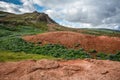 Geyser Park in Iceland - landscape with red rocks