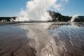 Geyser and reflective pool at yellowstone national park