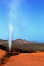 Geyser of steam in Timanfaya Park Lanzarote