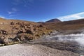 Geysers expelling vapor in the early morning