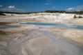 Geysers and hot springs along the Porcelain Basin Trail in Norris Geyser Basin at Yellowstone National Park Royalty Free Stock Photo