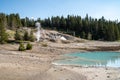Geysers and hot springs along the Porcelain Basin Trail in Norris Geyser Basin at Yellowstone National Park Royalty Free Stock Photo