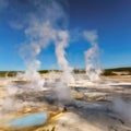 Geysers Valley in Norris Geyser Basin, Yellowstone National Park Royalty Free Stock Photo