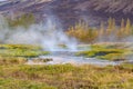 Geysir Golden Circle in Iceland geothermal hot springs muddy hot landscape