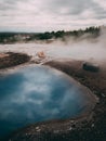 Geysir hot very blue water spring with steam iceland Royalty Free Stock Photo