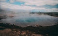 Geysir hot very blue water spring with steam iceland Royalty Free Stock Photo