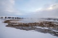 The Geysir spring in Iceland in winter