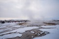 The Geysir spring in Iceland in winter
