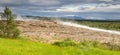 Geysir spring with steam in iceland, natural hot spring area