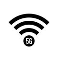 5G wifi signal icon. 5th generation wireless internet network connection information technology. Royalty Free Stock Photo