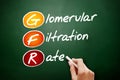 GFR - Glomerular Filtration Rate acronym, concept on blackboard Royalty Free Stock Photo