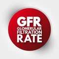 GFR - Glomerular Filtration Rate acronym, medical concept background