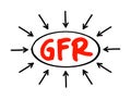 GFR Glomerular Filtration Rate - blood test that checks how well your kidneys are working, acronym text with arrows Royalty Free Stock Photo