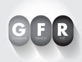 GFR Glomerular Filtration Rate - blood test that checks how well your kidneys are working, acronym text concept background