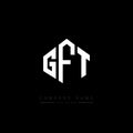GFT letter logo design with polygon shape. GFT polygon and cube shape logo design. GFT hexagon vector logo template white and Royalty Free Stock Photo