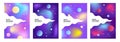 Set of abstract space banners. Planets, Universe and Galaxy.