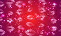 Red seamless pattern with lipstick prints and glitter