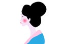 Portrait of the young Japanese girl an ancient hairstyle. Geisha, maiko, princess. Traditional Asian woman style. Print, poster Royalty Free Stock Photo