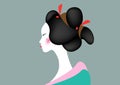 Portrait of the young Japanese girl an ancient hairstyle. Geisha, maiko, princess. Traditional Asian woman style. Print, poster Royalty Free Stock Photo