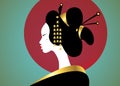 Portrait of the young Japanese girl an ancient hairstyle. Geisha, maiko, princess. Traditional Asian woman style. Print, poster