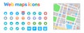 Web Maps Icons Collection. Set of highlights on map in internet.