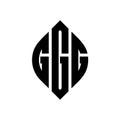 GGG circle letter logo design with circle and ellipse shape. GGG ellipse letters with typographic style. The three initials form a