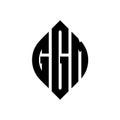 GGM circle letter logo design with circle and ellipse shape. GGM ellipse letters with typographic style. The three initials form a