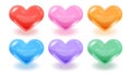 A set of hearts in different colors, transparent like glass Royalty Free Stock Photo