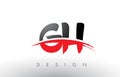 GH G H Brush Logo Letters with Red and Black Swoosh Brush Front