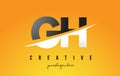 GH G H Letter Modern Logo Design with Yellow Background and Swoosh.
