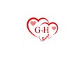 GH initial heart shape Red colored logo