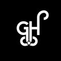 GH letter logo design on black background. GH creative initials letter logo concept. gh letter design. GH white letter design on Royalty Free Stock Photo