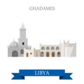 Ghadames in Libya. Flat cartoon web site vector il