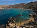 Ghajn Tuffieha Bay Malta Riviera beach with beautiful rock formation in turquoise sea Royalty Free Stock Photo