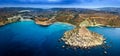 Ghajn Tuffieha, Malta - Aerial panoramic skyline view of the coast of Ghajn Tuffieha with Golden Bay Royalty Free Stock Photo