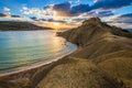 Ghajn Tuffieha, Malta - Beautiful sunset at Ghajn Tuffieha and Gnejna beach on a sunny summer afternoon with colorful clouds